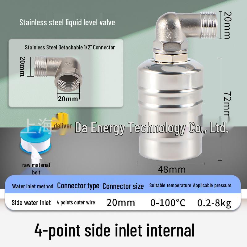 Automatic Stainless Steel Water Level Controller with Float Valve and Switch, NPT Thread