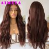 AIMEYA Platinum Blonde Lace Front Wigs for Women Long Natural Wave Synthetic Hair  Heat Resistant Fiber Hair Free Part