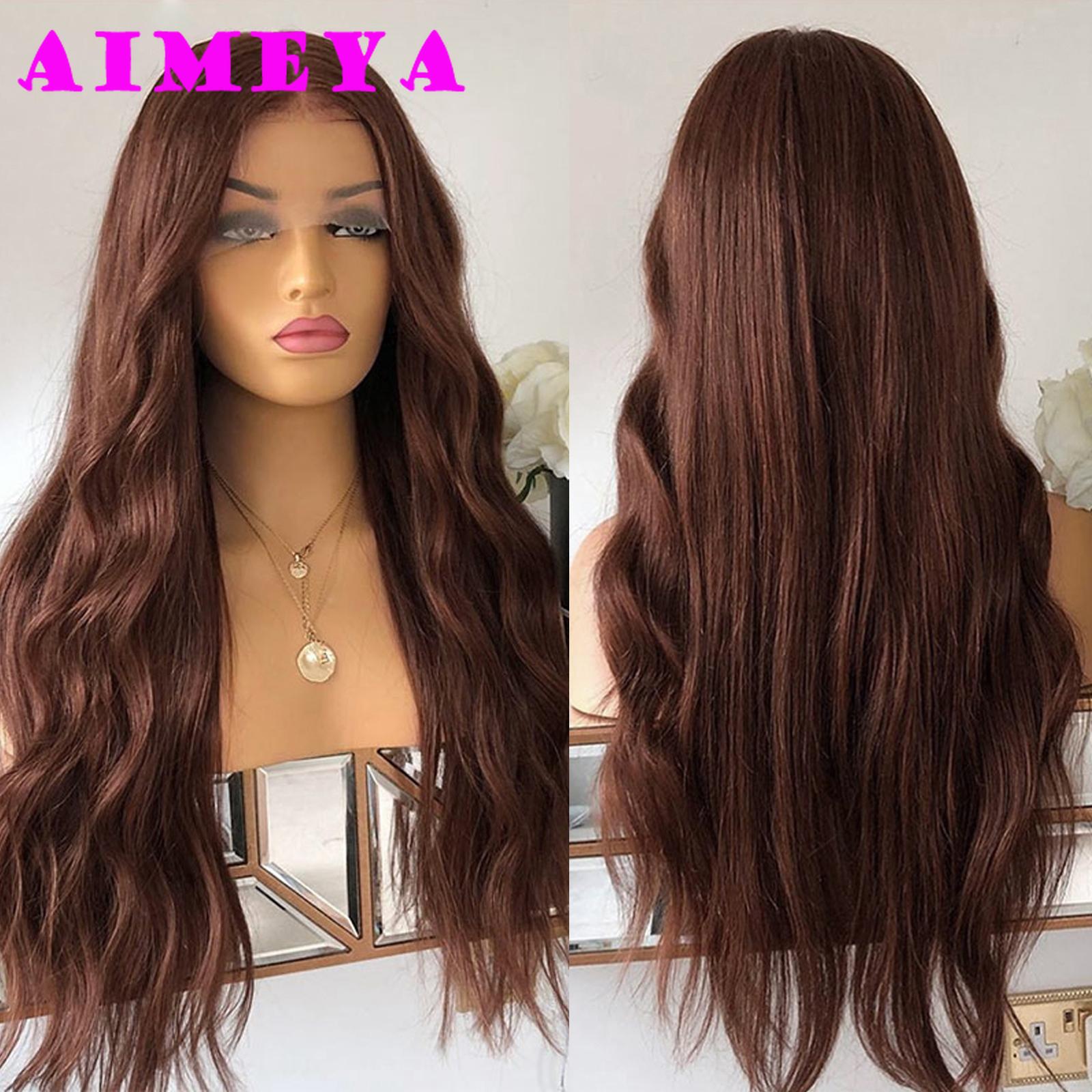 

AIMEYA Platinum Blonde Lace Front Wigs for Women Long Natural Wave Synthetic Hair Heat Resistant Fiber Hair Free Part (as the picture,18inches)