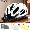 Matt Color 4 In 1 Bike Helmet With Sun Goggle & Sun Visor Rechargeable Adult Bicycle Helmet Sunglasses Road MTB Cycling Helmet