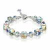 Damen-Armband mit Kunstwürfel-Quarzperlen, verstellbar, transparent, Schmuck, Geschenk