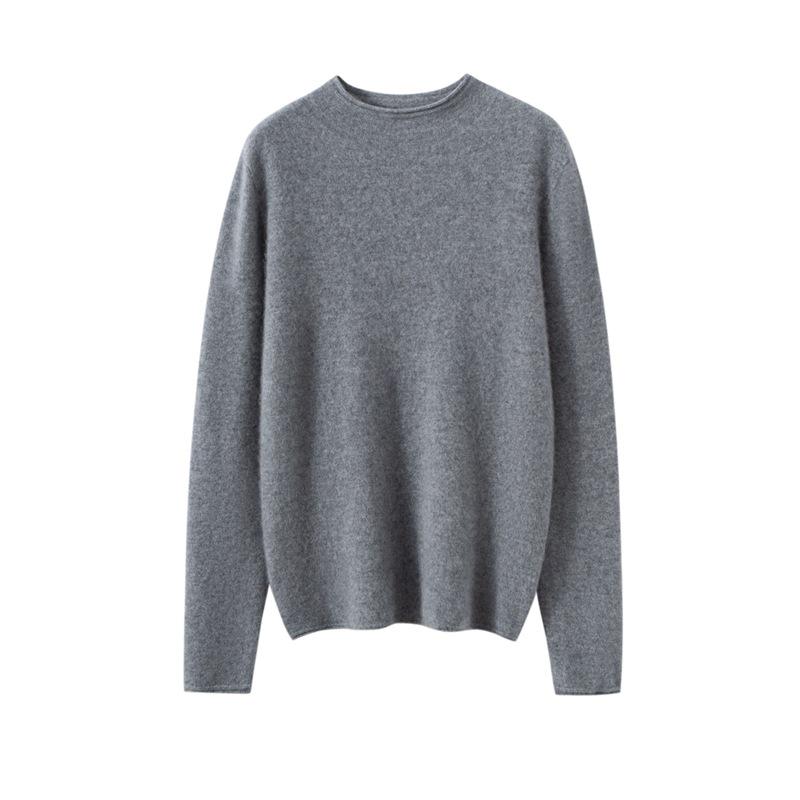 Maglione da Donna 100% Puro Cashmere a Collo Semi-Alto con Bordo Arrotolato - Nuovo Strato Base a Maglia Autunno/Inverno