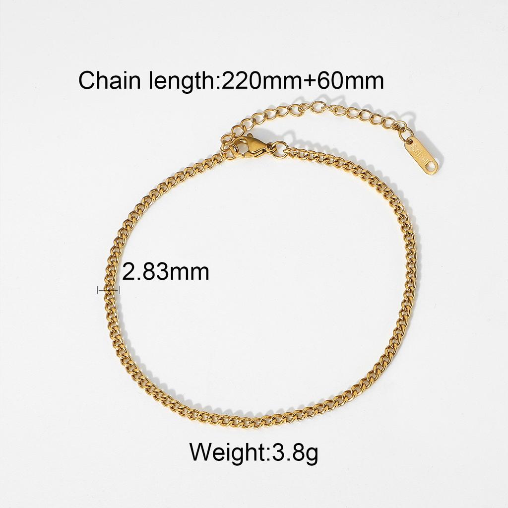 European and American fashion anklet INS popular Internet celebrity hip hop personality Cuban anklet 316L stainless steel foot accessories
