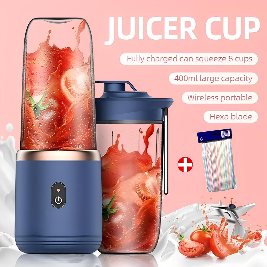 Spremiagrumi elettrico portatile da 400 ml 6 lame Tazza di succo di frutta USB ricaricabile automatico piccolo spremiagrumi frullatore macchina robot da cucina