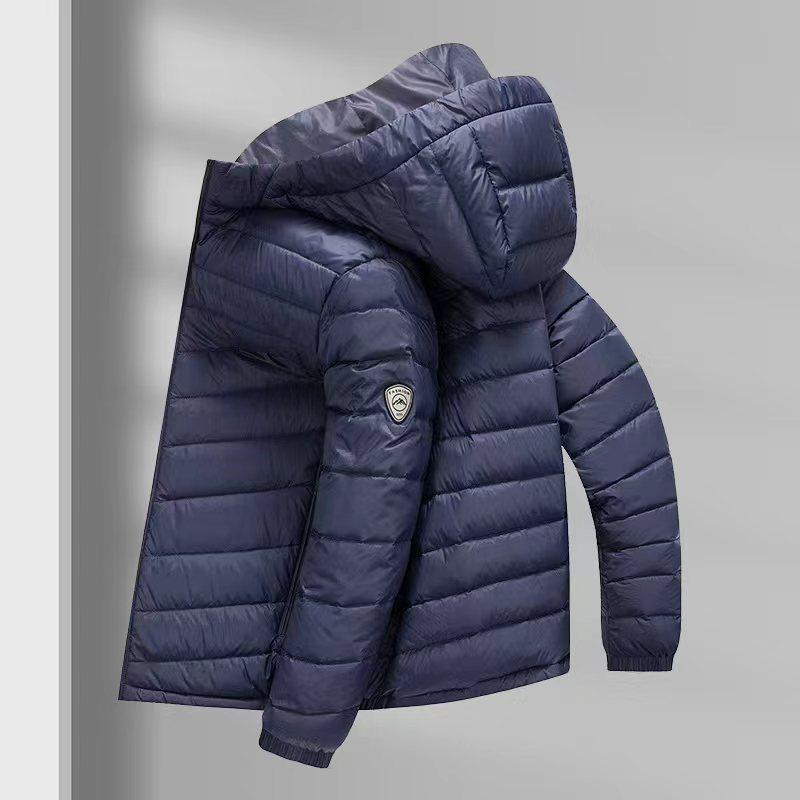 

Men s Winter Hooded Lightweight Down Jacket - Warm, Versatile, Business Casual Coat 180