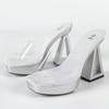 Fashion Fashion Transparent PVC Sandals Women Comfortable Open Toe Satin Slide Sandals Sexy Party Super High Heel Brand Designer Shoes