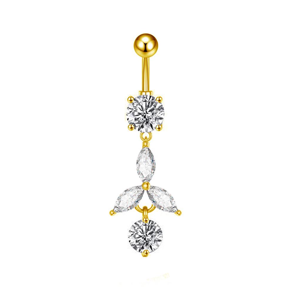 European & American Copper Zircon Floral Belly Button Ring