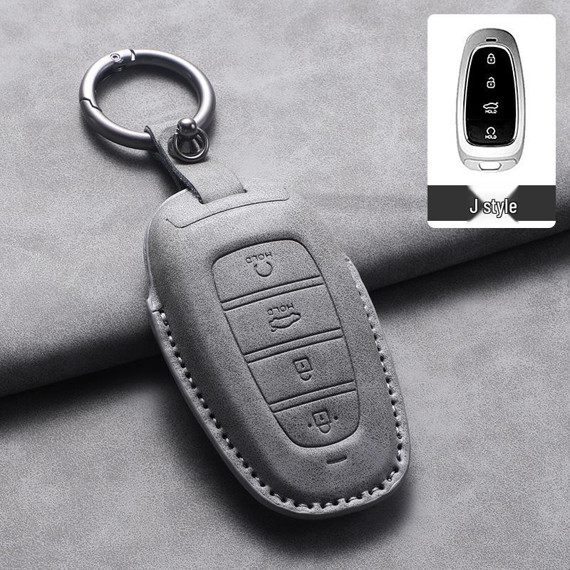 Hyundai Tucson 2023-24 L Key Case: Lambskin Leather Protective Shell for Men & Women, Full Wrap.