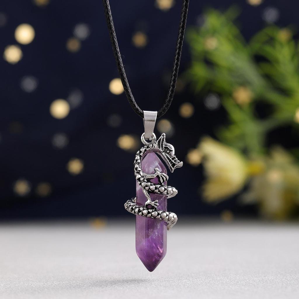 Chinese Crystal Dragon Hexagonal Pendant Fashion Accessory