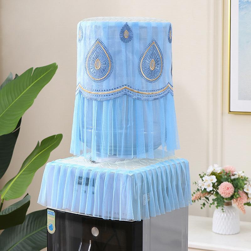 2 Stück/Set Wasserspender Abdeckung Wiederverwendbare Fass Staubschutz Staubdicht Spitze Bestickt Universal Bedruckte Eimerhülle Oberteil