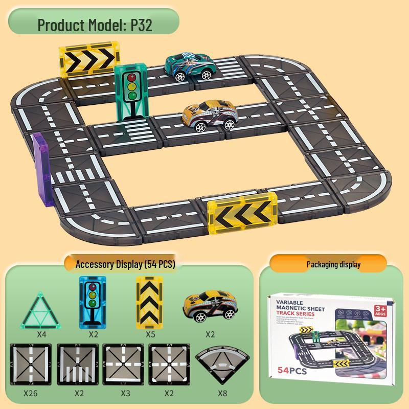 5,5 cm Magnetische Verkehrsbahn Auto Bausteine für Kinder