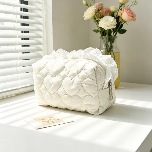 Ins Fresh Red Cherry Quilted Cosmetic Bag Fashion Small Large Toiletry Makeup Storage Bag Cute Lipstick Sanitary Napkin Case