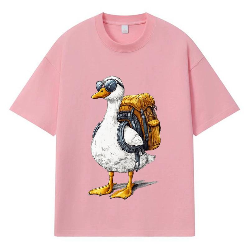 2026 Duck Pattern Printed Graphic Streetwear Y2k Harajuku Clothes 100% Cotton T Shirt Casual Oversized Summer Men T-shirt