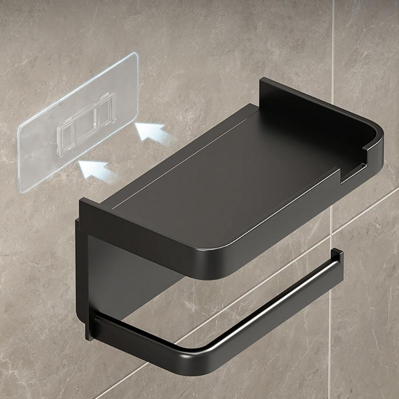 Multi-functional Bathroom Wall-mounted Storage Box Toilet Paper Holder, Tissue Box Shelf, Phone Stand