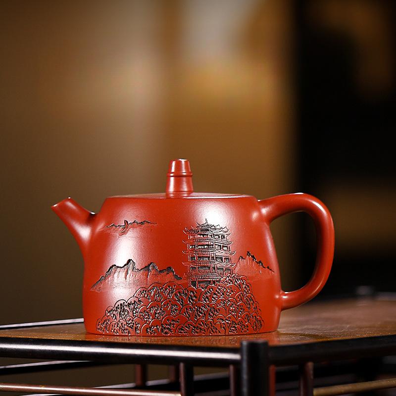 

240 мл Исинские чайники из фиолетовой глины ручной работы Чайник «Пагода Лэйфэн» из глины Дахунпао из сырой руды с ситечком Чайный набор из исинской глины Подарок