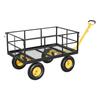 Steel Garden Cart, 635 Kg Heavy Duty Pullable Garden Wagon Yard Cart, 2 In 1 Outdoor Metal Utility Wagon Yard Trailer with 330 Mm All Terrain Tires,