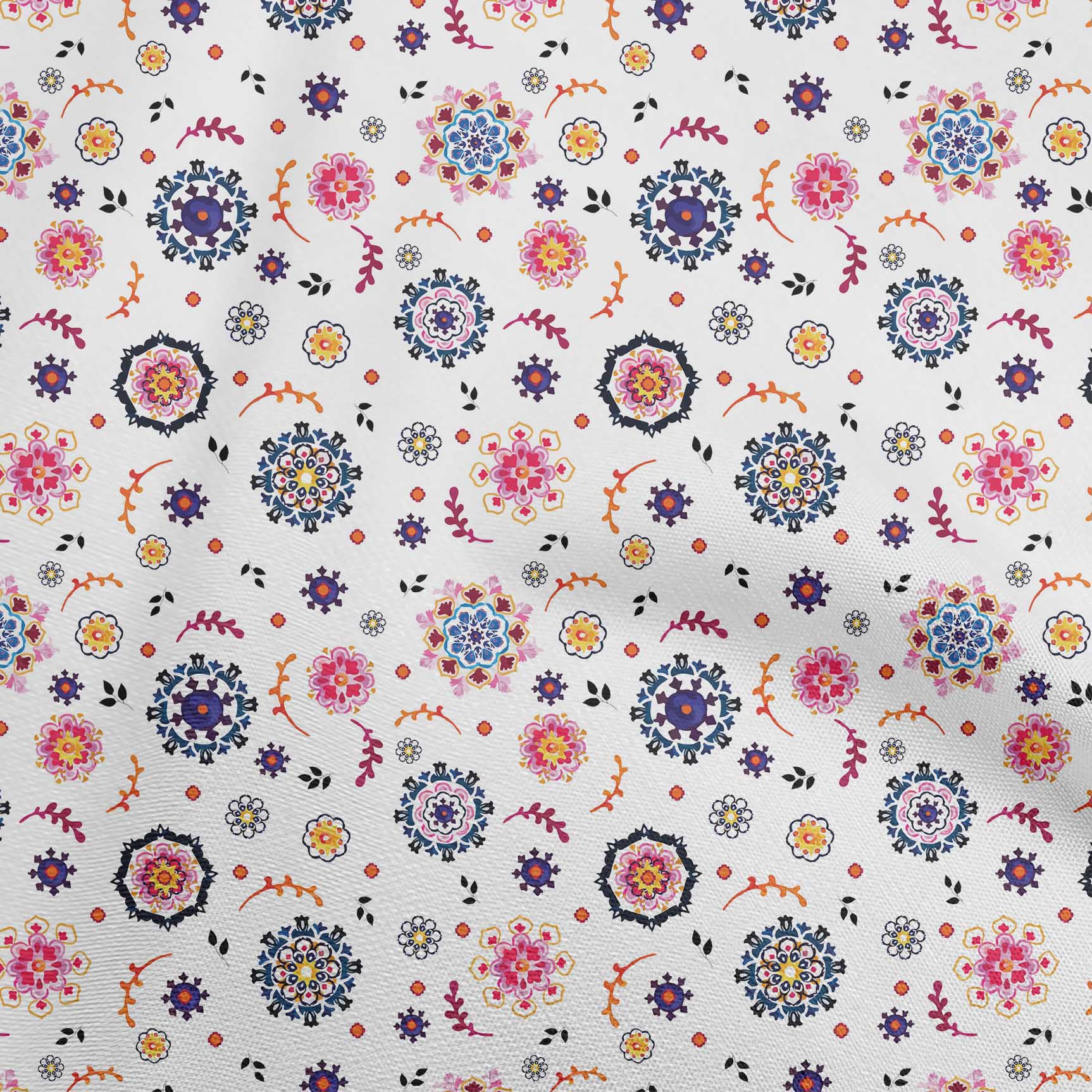 

OneOone Cotton Flex Blue Fabric Asian Suzani Sewing Craft Projects Друк на тканині 40 дюймів 42 Inch Wide - Viscose Chiffon білий