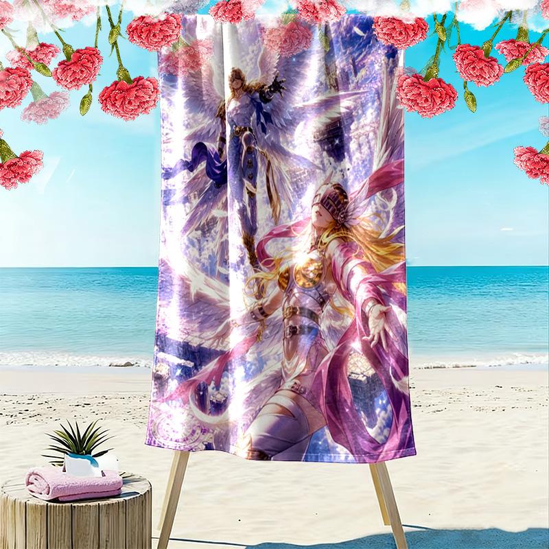 Angewomon Print Beach Towel, Large Soft Quick Dry Towel for Beach Camping Swimming