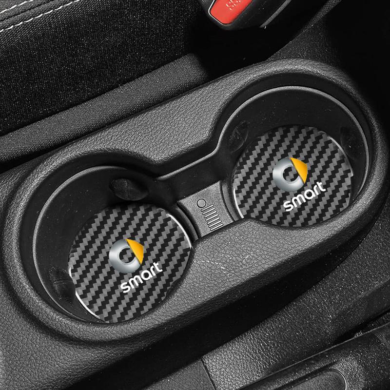 

2PCS Car Water Coaster Cup Mat Bottle Holder Anti-slip Waterproof Interior For fortwo forfour 450 451 453 455 Non-slip mat