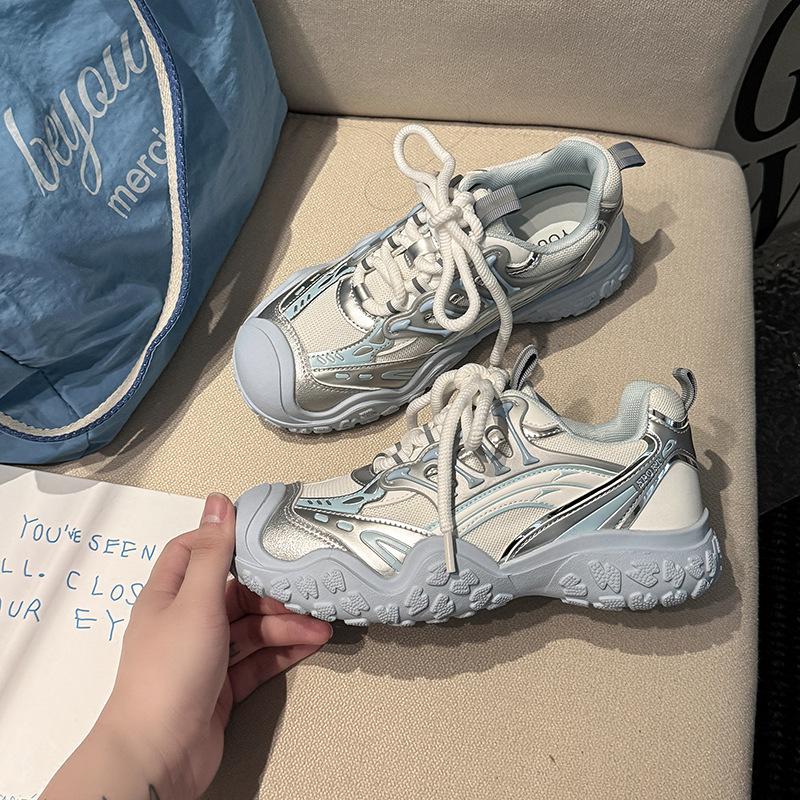 Fashion sports moral training shoes heightening mesh splicing dad shoes autumn and winter versatile platform hiking shoes sports shoes single shoes
