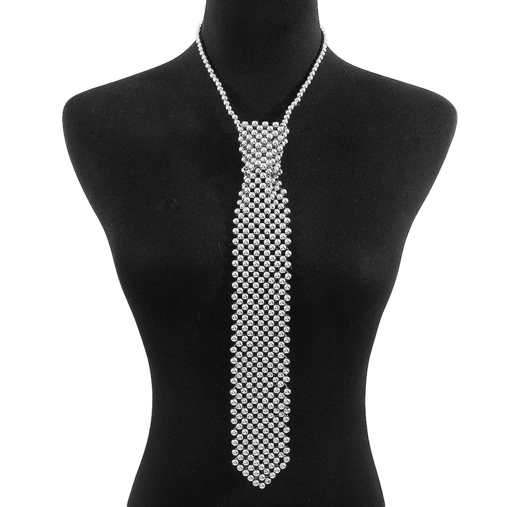 Creative hand-woven pearl tie necklace, beaded alloy bow tie necklace neckline accessories