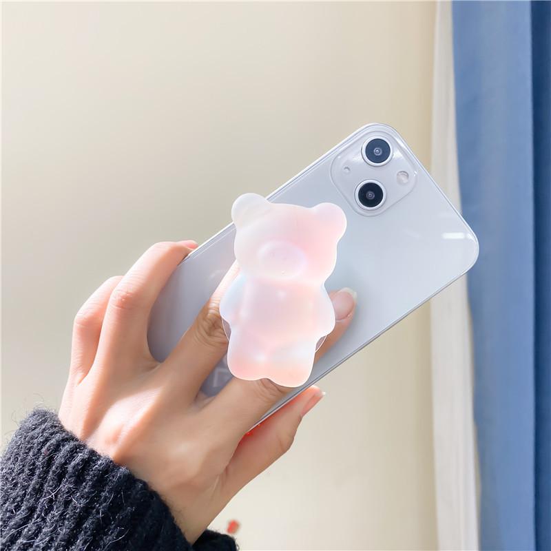 Mobile Phone Airbag Bracket Simple Three-Dimensional Bear Gradual Change Laser Matte Desktop Air Cushion Support Ring