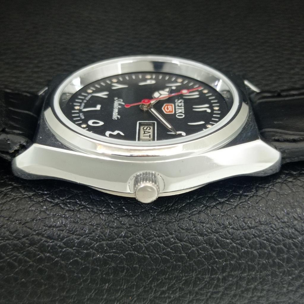 VINTAGE REFURBISHED SEIKO 5 AUTOMATIC 6309A JAPAN MENS BLACK WATCH A442581-1
