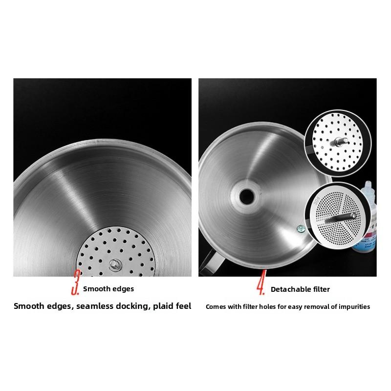 Stainless Steel Funnel 304 Kitchen Pouring Oil Funnel Filter Liquid Stainless Steel Oil Funnel Household Wine Funnel Large Calibre