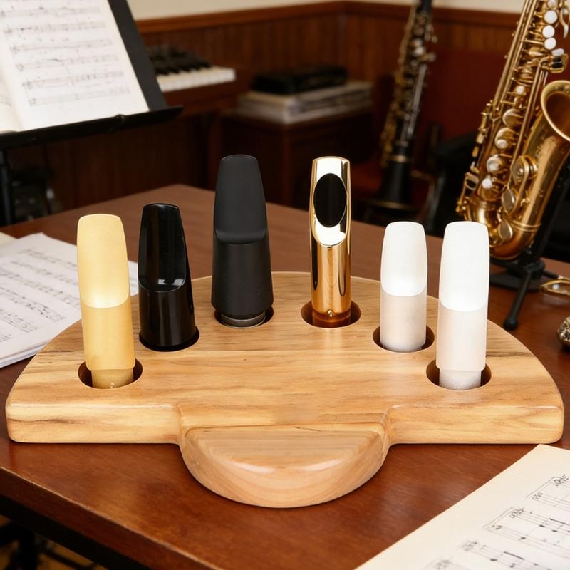 Elegantní dřevěný stojánek na náustek pro saxofon Organizéry na náustky pro saxofon a klarinet Pro hudebníky a obchody