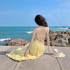 Holiday Style Neck Strap Dress Women's Summer Three-dimensional Thin A-word Skirt Backless Sexy Long Skirt