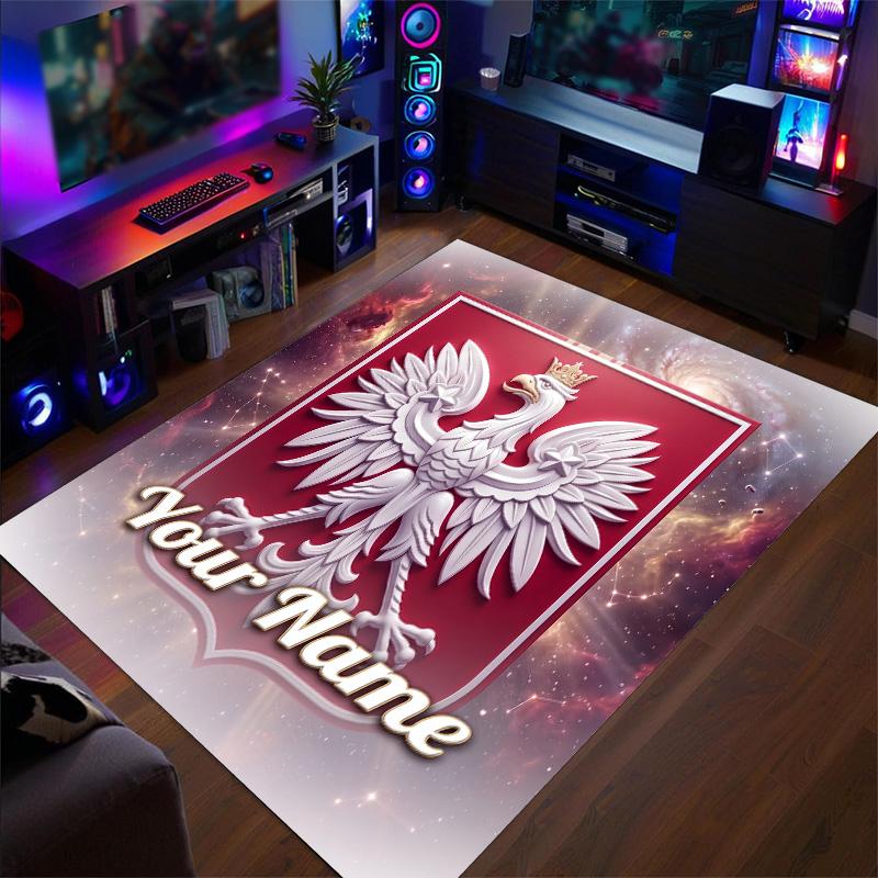 Crystal Velvet Rug Poland Football Print Custom Name Text Floor Mat Home Decor