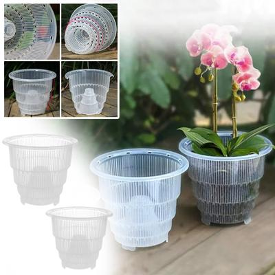 Round Transparent Plastic Orchid Pot With Holes Transparent Flower Pot Succulents