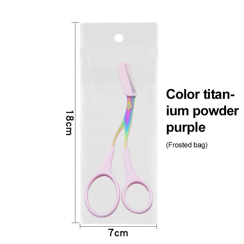 Eyebrow Trimmer Scissor With Comb Stainless Steel Scissors Eyebrow Hair Remover Clips Washable Removable Color Titanium