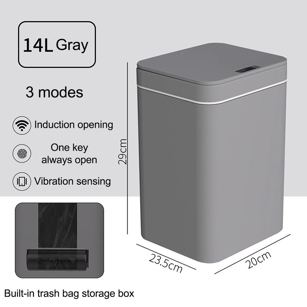 

14 л/16 л Умное индукционное мусорное ведро со светодиодной подсветкой Автоматическое мусорное ведро для кухни Сенсорное Интеллектуальное Электрическое Ведро для хранения мусора gray 14L