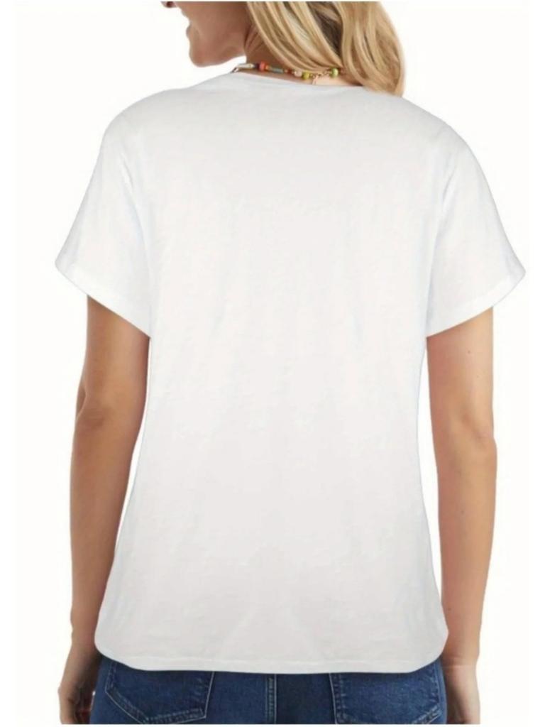 Plant Cactus Cartoon Print Short-sleeved T-shirt Casual and Versatile Style Suitable for Women's Daily and Outings In Summer