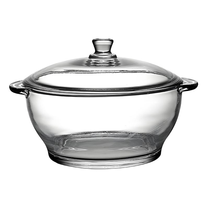 Clear Glass Casserole Bowl for Microwave Reheating, Soup Service, Porridge Serving, and Regular Kitchen Use Daily