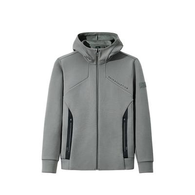 Training Series Solid Color Zip-Up Hooded Comfortable Breathable Fleece Lined Warm Jacket Men Jackets Calm-Gray 152447723N-3