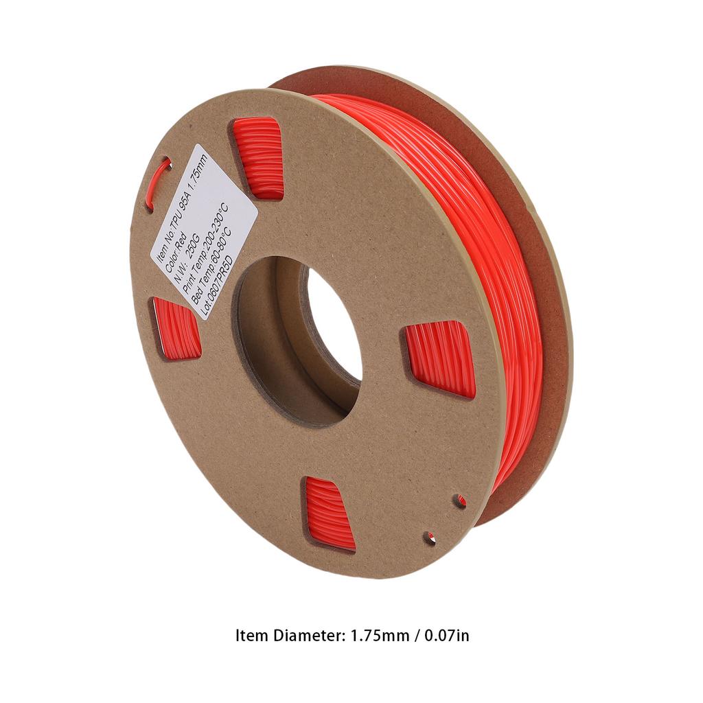 95A TPU 3D Printer Filament 0.02mm Accuracy 250g 1.75mm TPU Flexible High Elasticity Printer Filament Replacement
