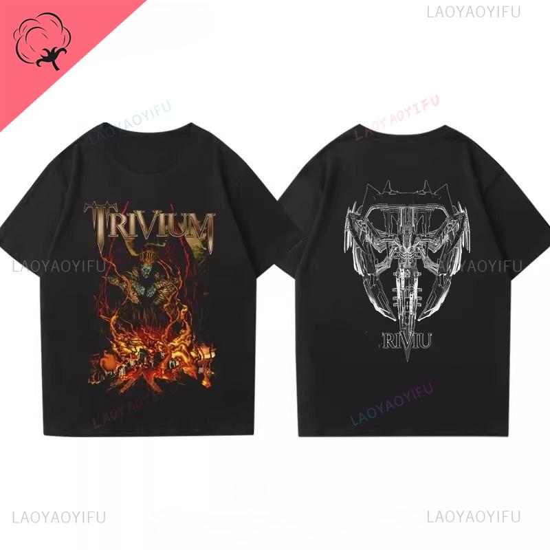 Trivium Tričko Ascend Above The Ashes Tour 2025 Tričko Oboustranně Tištěné Bavlna Vintage Heavy Metalová Kapela Rocková Hudba Tričko