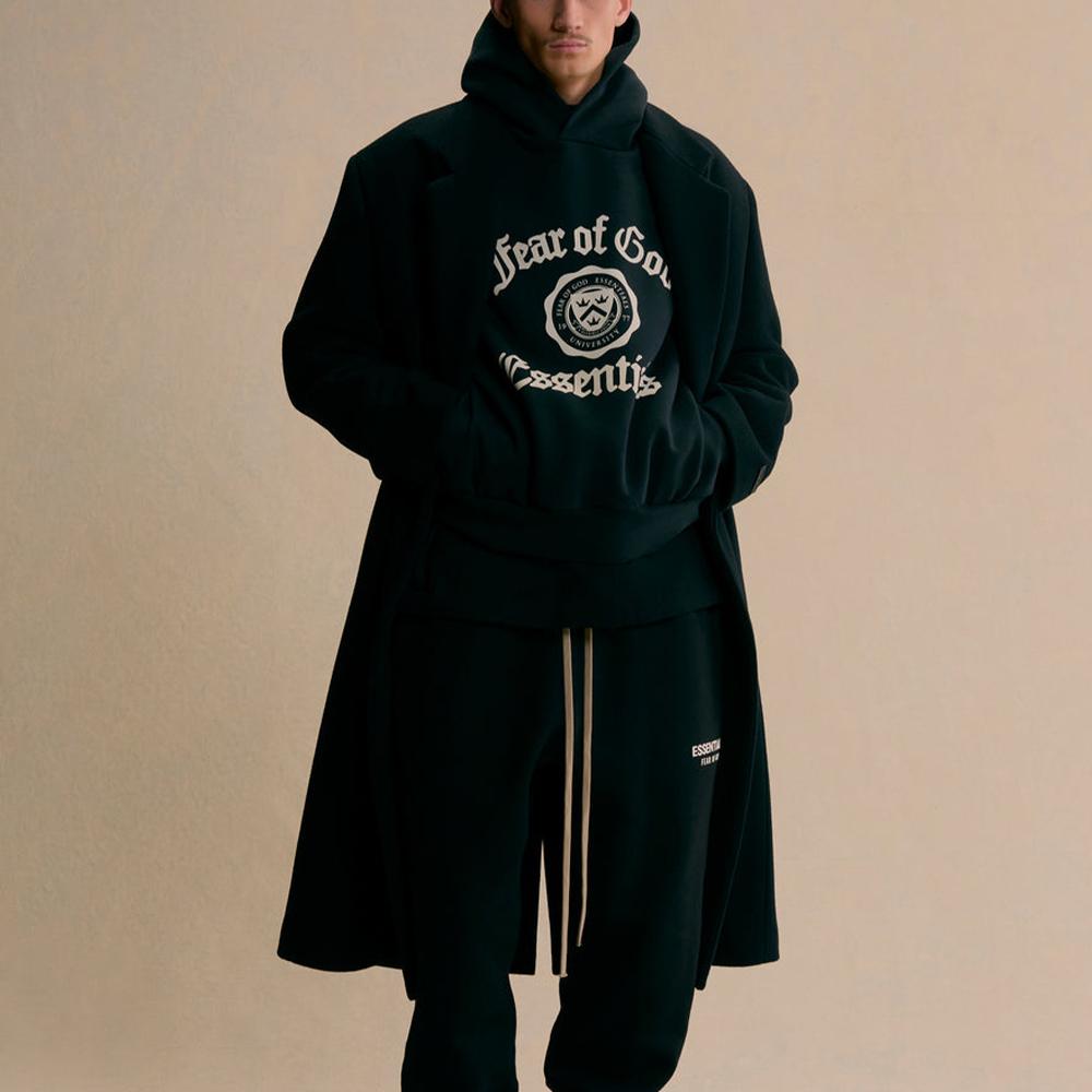 Fear of God Essentials SS25 Heavy Fleece Vintage Shrunken Hoodie 'Black' Unisex 192HO246210F