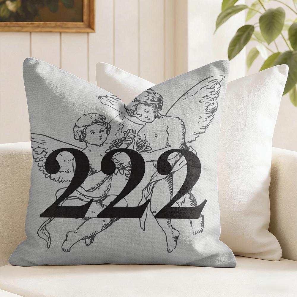 Angel Number Aesthetic Cushion Cover Summer Linen Pillow Case Organic Fabric Cushion Cover DoubleSided Print Sofa Home Decor