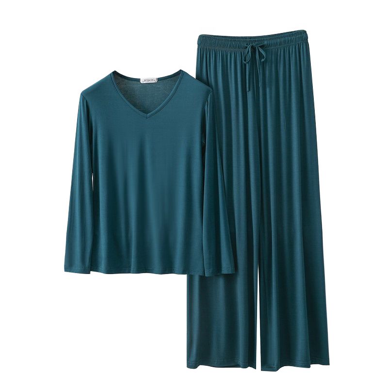 Women's Loose Casual Pajama Sets V-neck T-shirt and Drawstring Pants