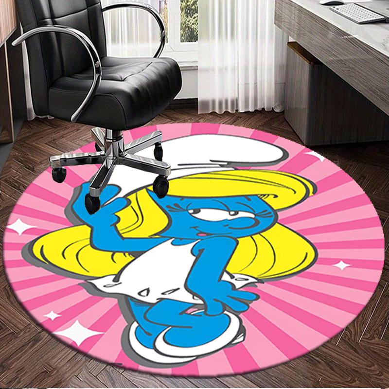 1PC Smurfette's Adventure Round Rug, Non-slip Chair Mat, Home Decor, Circle Carpet Perfect for Office, Bedroom, Living Room,Christmas gift