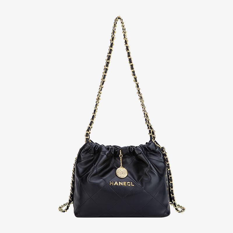 Lui Stijl Grote Capaciteit Emmer Tas, Nieuwe Zomerse Dames Onderarm Vuilniszak, Lichte Luxe Diamant Raster Ketting Tote Bag