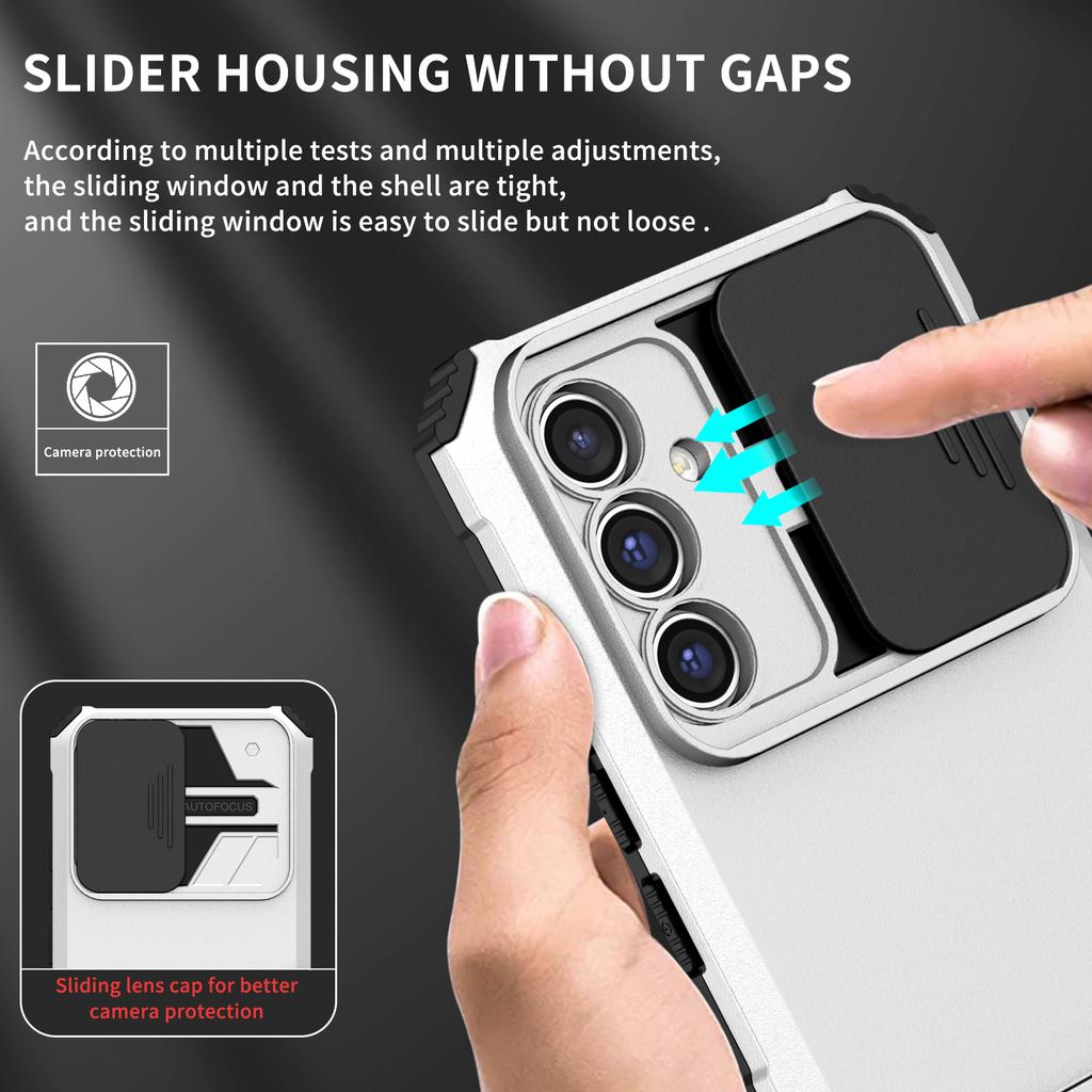 For Samsung Galaxy A36 5G Case Camera Slider PC+TPU Phone Cover with Kickstand