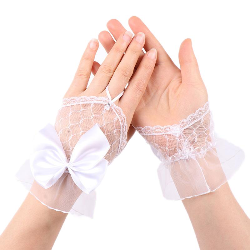 1 Paar Nagelzubehör Fotografie Spitze Netz Hohl Schleife Handschuhe Kurz Fingerlos Ärmel Dekoration Nagel Gel Lack Display