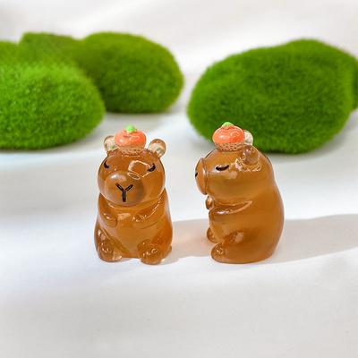 2 gab. Gaismas mini kapibaras sveķu miniatūras, kas mirdz naktīs, pasaku dārza rotājumi, pašmāju rotājumi, mīļi figūriņas, rakstāmgalda rotājumi