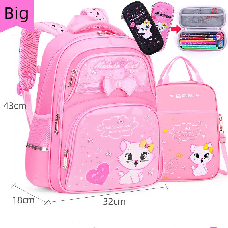 New PU Leather School Bag Korean Fashion Girls Backpack Cute Cat Orthopedic Waterproof Backpack