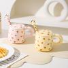 Kreatywny Uroczy Ceramiczny Kubek z Pokrywką i Łyżeczką Kubek do Picia Wody dla Dzieci Kubek dla Pary Kubek na Mleko Kawę dla Dziewczyn