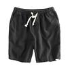 Men's Casual Linen Beach Shorts - Breathable, Trendy, Mid-Length Solid Color